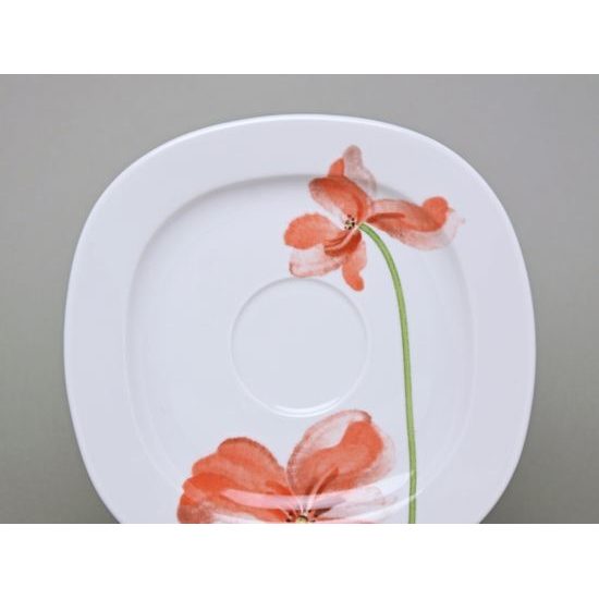 Saucer Leon Poppy Flower 15,5 cm, Thun 1794, Carlsbad Porcelain