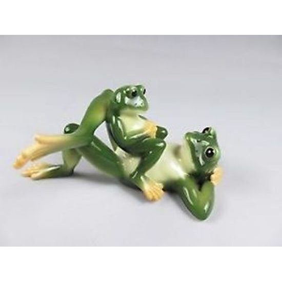 Amphibia frog design sculptured porcelain father and son figurine 8,5 cm, FRANZ Porcelain