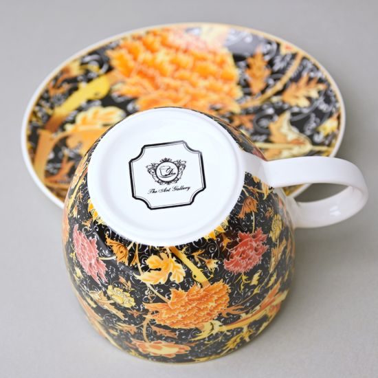 Cup Jumbo 470 ml + saucer 17 cm, William Morris, Cray floral, porcelain Duo Gifts