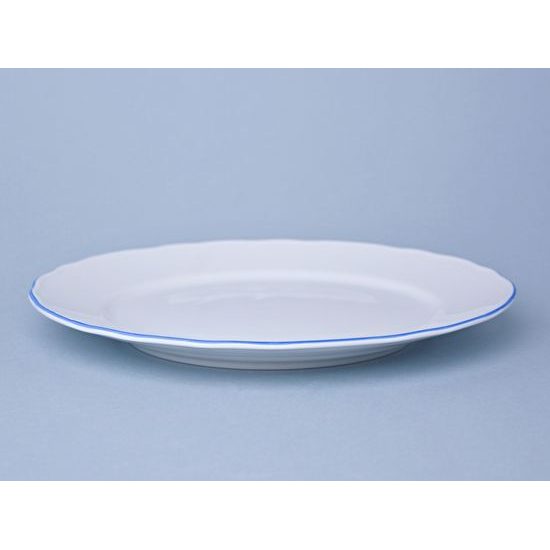 Plate dining 26 cm, White with blue line, Cesky porcelan a.s.