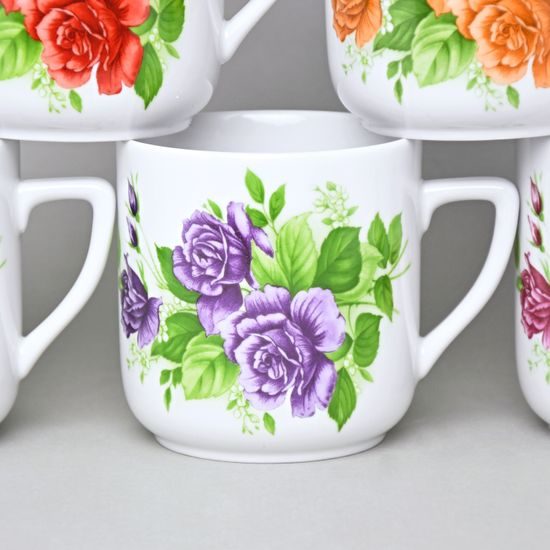 Hrnek Pětka 0,38 l, růže - sada 6 ks., Český porcelán a.s.