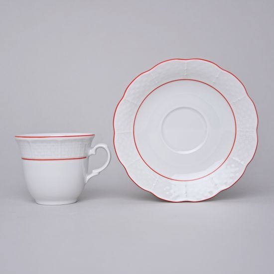 Natalie: Cup tall + saucer, Thun 1794,Carlsbad porcelain, red line