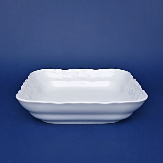 Bowl deep 25 cm J square, Thun 1794 Carlsbad porcelain, BERNADOTTE white