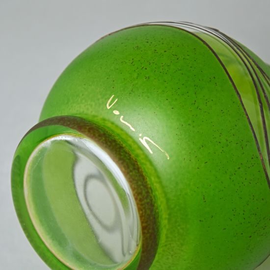 Studio Miracle: Dekantér / karafa zeleno-hnědá, 32,5 cm, ruční dekorace Vlasta Voborníková