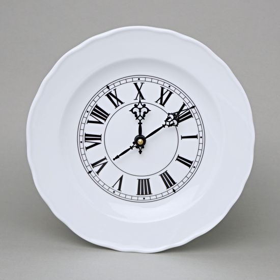 Hodiny plné 24 cm se strojkem, bílé, Český porcelán a.s.
