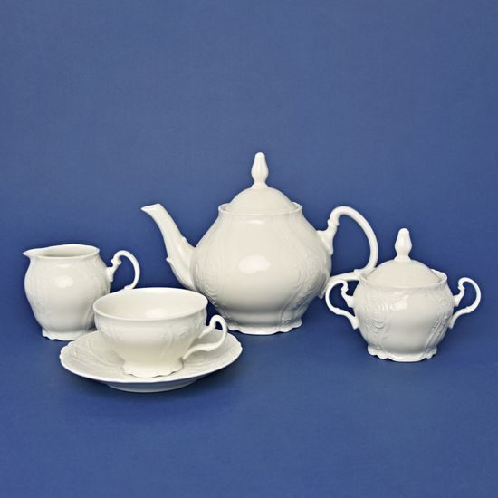 Tea set for 6 persons, Thun 1794 Carlsbad porcelain, Bernadotte ivory