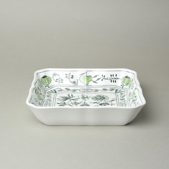 Bowl square 21 cm, Original green onion pattern
