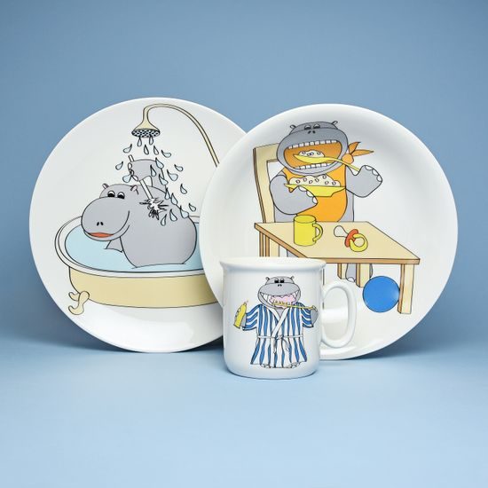 Children's set Hippo, 3 pcs., Thun 1794 Carlsbad porcelain