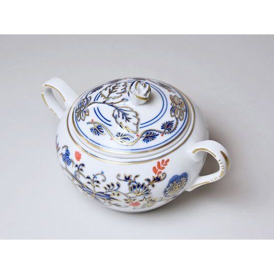 Víčko k cukřence s oušky bez výřezu 0,30 l, rubínová červeň + zlato + cibulák, Český porcelán a.s.
