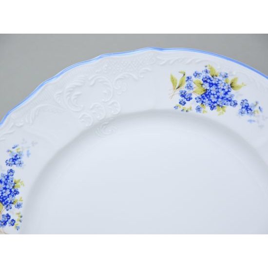 Dish round flat 32 cm, Thun 1794 Carlsbad porcelain, BERNADOTTE Forget-me-not-flower