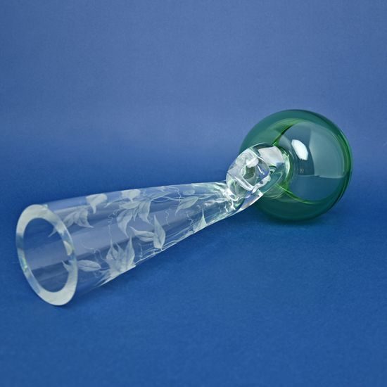 Vase Snail - Green, hand-cut flowers, 385 mm, Milan Mottl