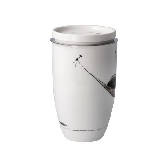 Cup with strainer and lid Just Relax 450ml, Fine Bone China and metal, P. Schnellhardt, Goebel