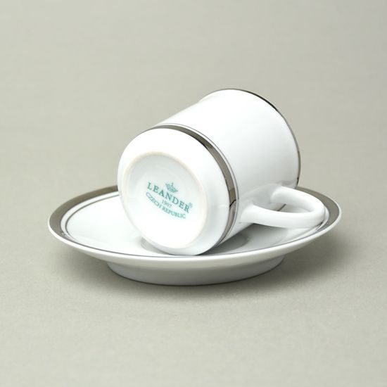 Cup 100 ml espresso + saucer 115 mm, Sabina, platinum rim, Leander Loučky