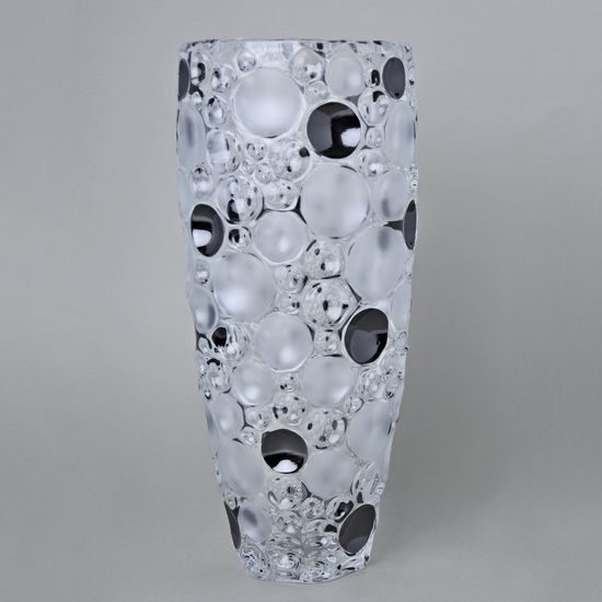 Crystal vase Lisboa 35 cm with fond and black lister, Jihlava Glassworks Bohemia 1845
