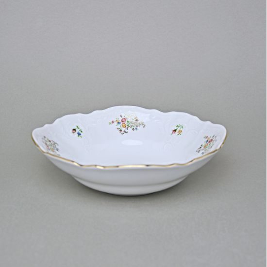 Bowl 19 cm, Thun 1794 Carlsbad porcelain, BERNADOTTE flowers with gold