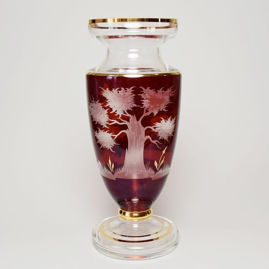 Egermann: Váza červená lazura, 30,5 cm, křišťálové vázy Egermann