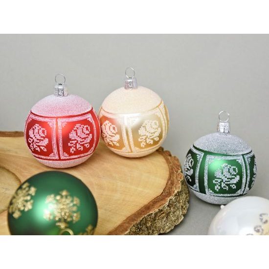 12-piece Set of Christmas Tree Decoration Balls, 6 cm, Czech glass