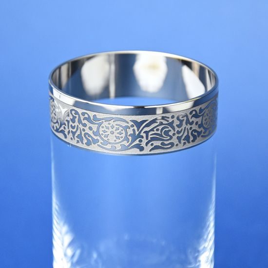 Glass for Juice or Water 240 ml, 14 cm, Platinum Stripe - etching 18 mm, Milan Mottl