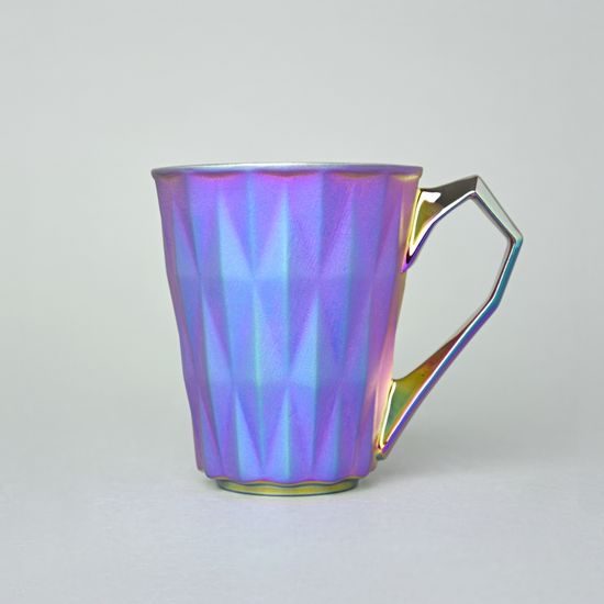 Mug Diamond Rainbow Titan MATTE, Rainbow colors + Platinum, 250 ml, Goldfinger porcelain