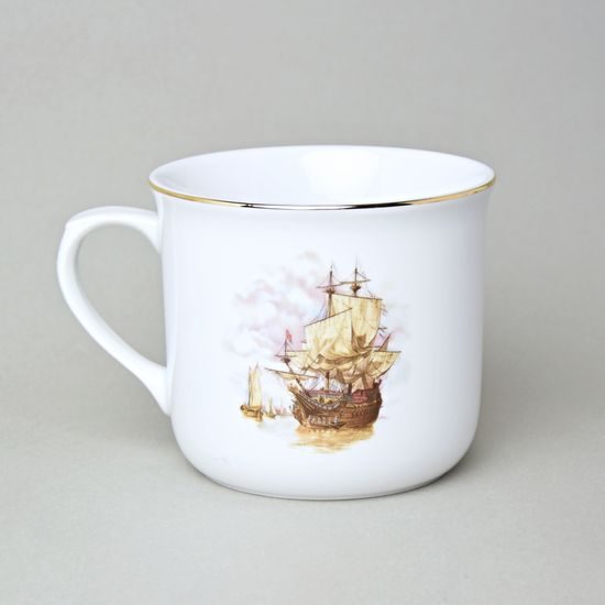 Mug Warmer 0,65 l, Historic sailing ships + giold line, Český porcelán a.s.