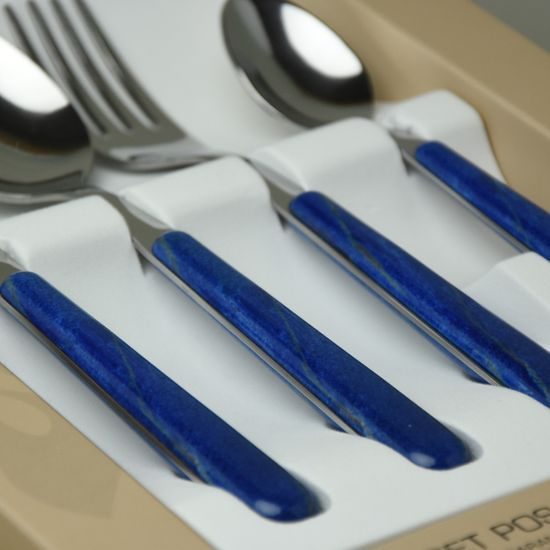 Sada příborů 24 dílná, modrý pískový dekor 18001, NEVA