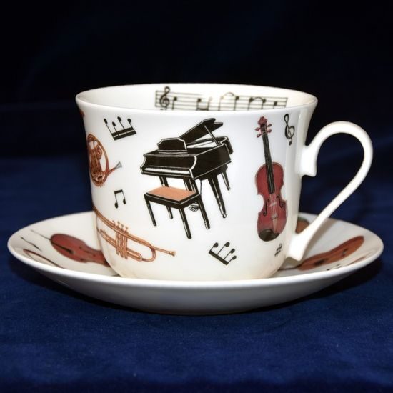 Koncert: Šálek 420 ml a podšálek snídaňový, Anglický kostní porcelán, Roy Kirkham