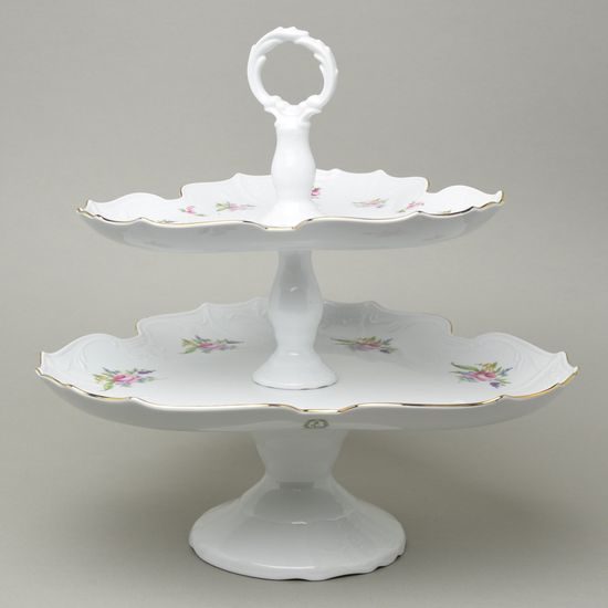Compartment dish 2 pcs. triangular bowls, v. 35 cm, Thun 1794 Carlsbad Porcelain, BERNADOTTE Meissen Rose