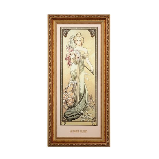 Picture Spring 1900, 27 / 57 / 4,5 cm, porcelain, A. Mucha, Goebel