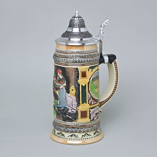 Korbel 0,9 l keramický s cínovým víčkem, Hostinec, keramika BM+MM Holýšov