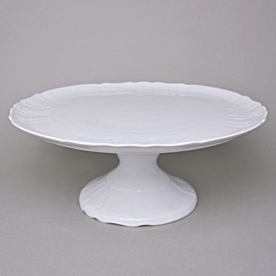 Talíř dortový na noze 32 cm, Thun 1794, karlovarský porcelán, BERNADOTTE bílá