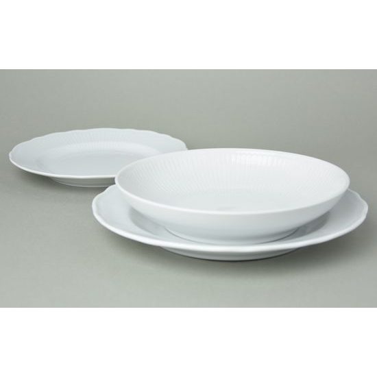 Plate set for 4 pers with soup bowls, Praha white, Cesky porcelan a.s.