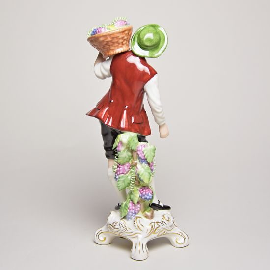 Wine grower 9 x 8,5 x 22 cm, Saxe, Porcelain Figures Duchcov