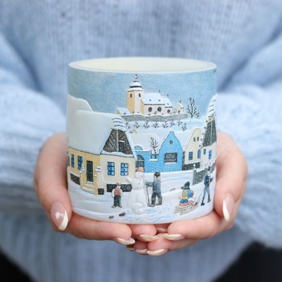 Průsvitka z vosku s ilustrací Josefa Lady "Stavíme sněhuláka", Glassor
