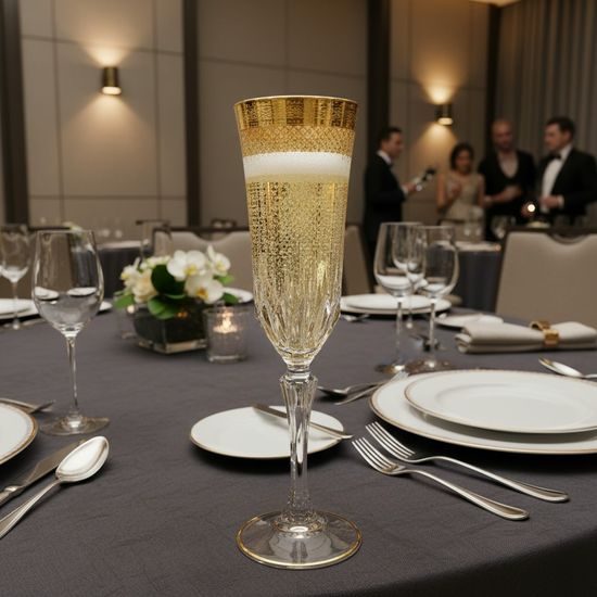 Astra Gold: Champagne flute 180 ml Adagio, 1 pcs. Rio Golden crystal decor