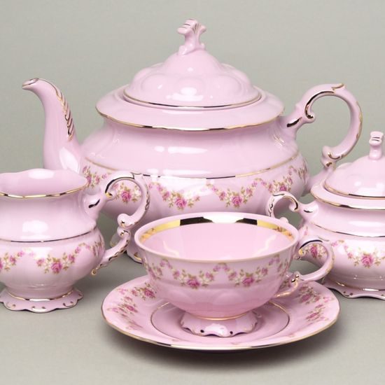 Tea set for 6 pers. Sonata decor 158, Leander 1908, Rose china