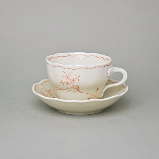 Šálek a podšálek B + B, 210 ml / 14 cm na kávu, cibulák ECO červený na ivory, Český porcelán a.s.