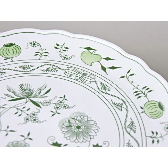 Talíř dortový na noze 31 cm, zelený cibulák, Český porcelán a.s.
