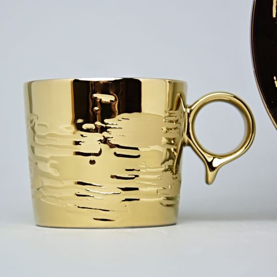 RESET, Cup and Saucer Espresso 100 ml, Titanium Gold, Český porcelán a.s.