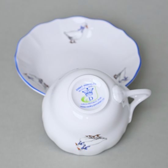 Šálek a podšálek A/1 + A/1, 120 ml / 13 cm na malé kavčo, husy, Český porcelán a.s.