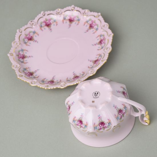 Cup and saucer tea 0,18 l, Lenka 563, Rose China Chodov