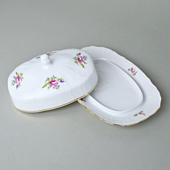 Butter dish 250 g, Thun 1794 Carlsbad porcelain, BERNADOTTE Meissen Rose