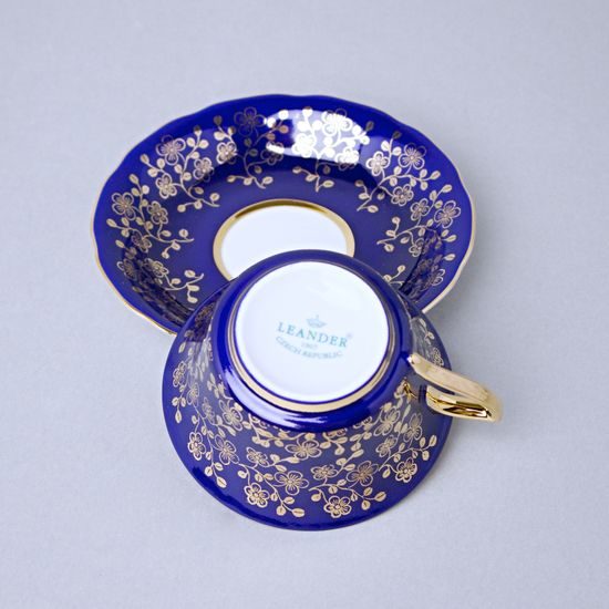 Šálek 110 ml na čaj a podšálek 12,7 cm Windsor, Modrý, Leander 1907 Loučky