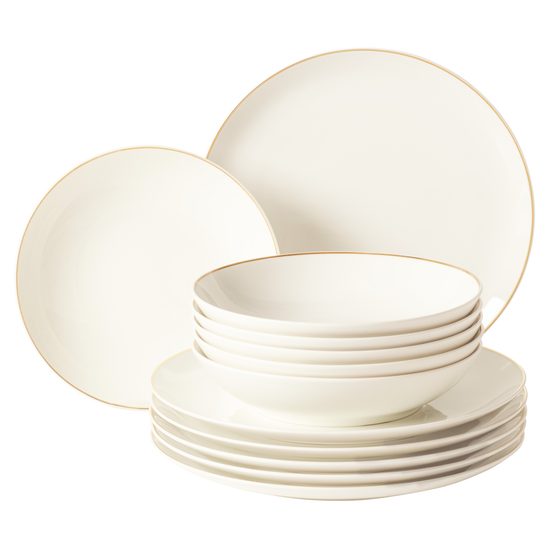 Plate set 12 pcs., Savona fine diamond with gold line, Seltmann porcelain