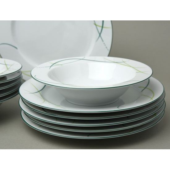 Plate set 12 pcs., Thun 1794, karlovarský porcelán, OPÁL grass