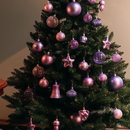Vánoční skleněné koule 4 ks sada, 7 cm, Basic Lila + Kahuri, České vánoční ozdoby KOULIER