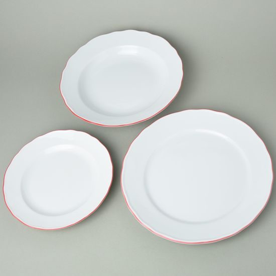 Red line: Plate set for 6 pers., rokoko white, Cesky porcelan a.s.