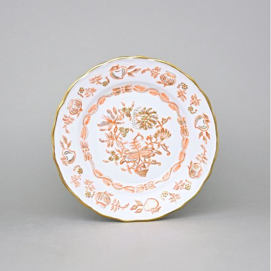 Elegance: Dessert Plate 19 cm, Gold + Orange, Hand-decorated by Vilém Janoušek, Český porcelán a.s