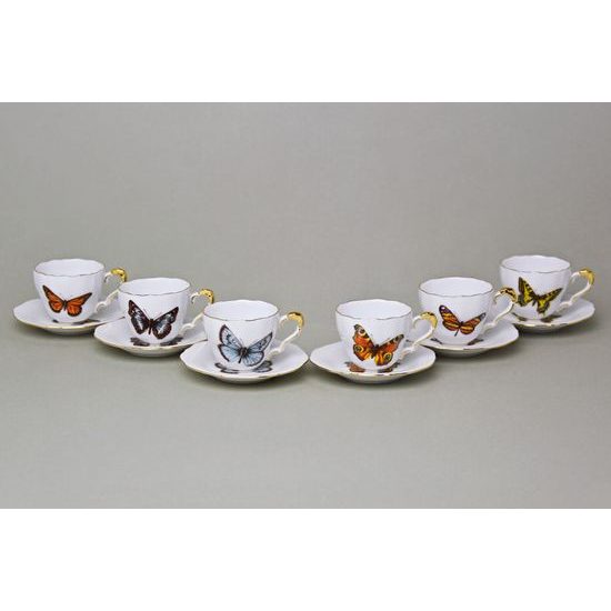 Liqueur cup 20 ml + saucer 7 cm, Butterfly, Lindner porcelain
