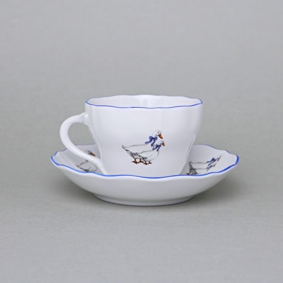 Šálek a podšálek A/1 + A/1, 120 ml / 13 cm na malé kavčo, husy, Český porcelán a.s.