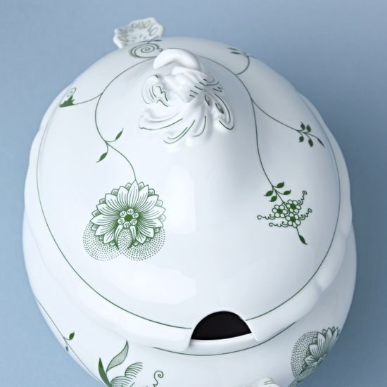 Mísa polévková oválná s víkem s výřezem na naběračku 3,00 l, ECO zelený cibulák, Český porcelán a.s.